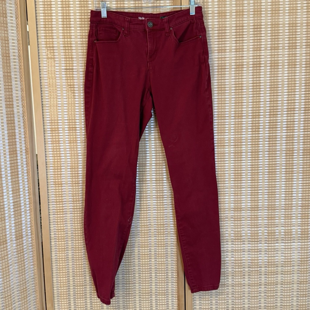 Style &Co Womens 6 Red Denim Stretch Mid Rise Skinny Jeans Streetwear Y2K Boho